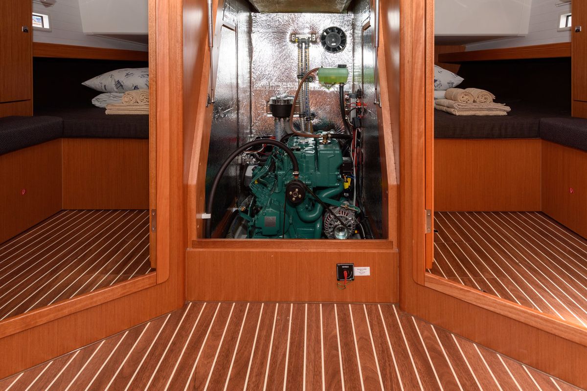 Factor X, a Bavaria Cruiser 46 sailboat at Grad Trogir, Croatia