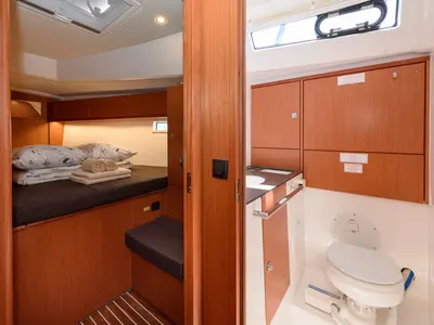 Head on Factor X, a Bavaria Cruiser 46 sailboat at Grad Trogir, Croatia