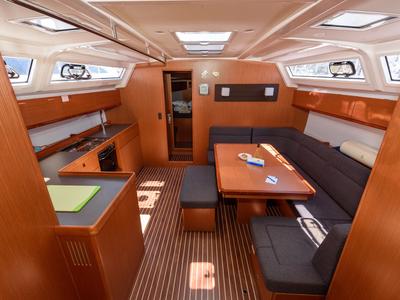Salon of Factor X, a Bavaria Cruiser 46 sailboat at Grad Trogir, Croatia