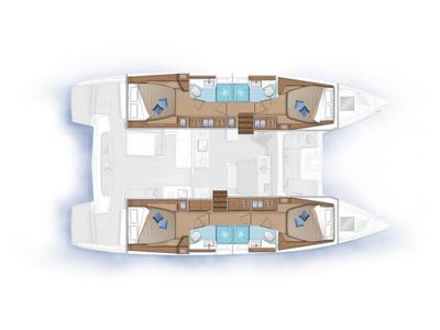 Floor plan of Alexandra, a Lagoon 46 catamaran at Athens, Greece