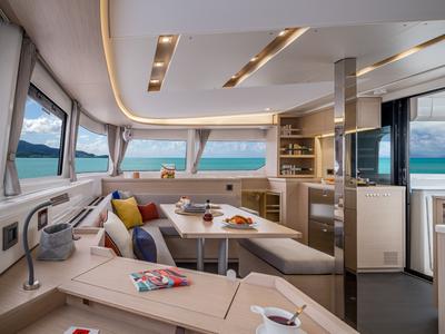 Salon of Alexandra, a Lagoon 46 catamaran at Athens, Greece