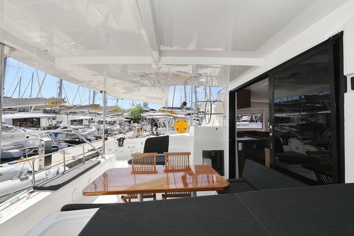 Deck of Sophie, a Lagoon 42 catamaran at Grad Trogir, Croatia