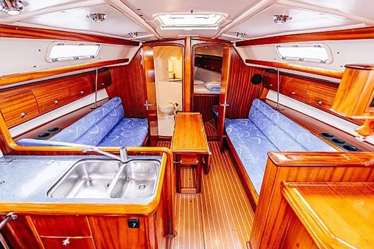 Salon of Dolkar, a Bavaria Cruiser 36 sailboat at Betina, Croatia