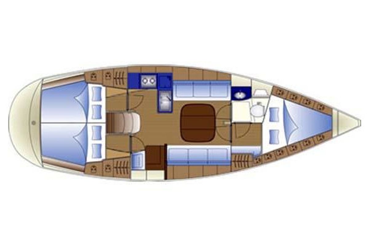 Floor plan of Dolkar, a Bavaria Cruiser 36 sailboat at Betina, Croatia