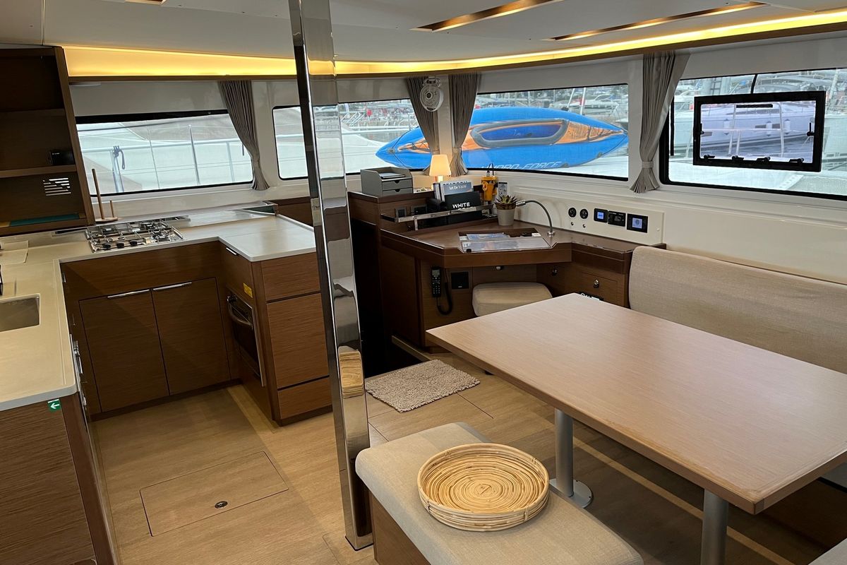 Galley of WHITE PEARL, a Lagoon 46 catamaran at Athens, Greece