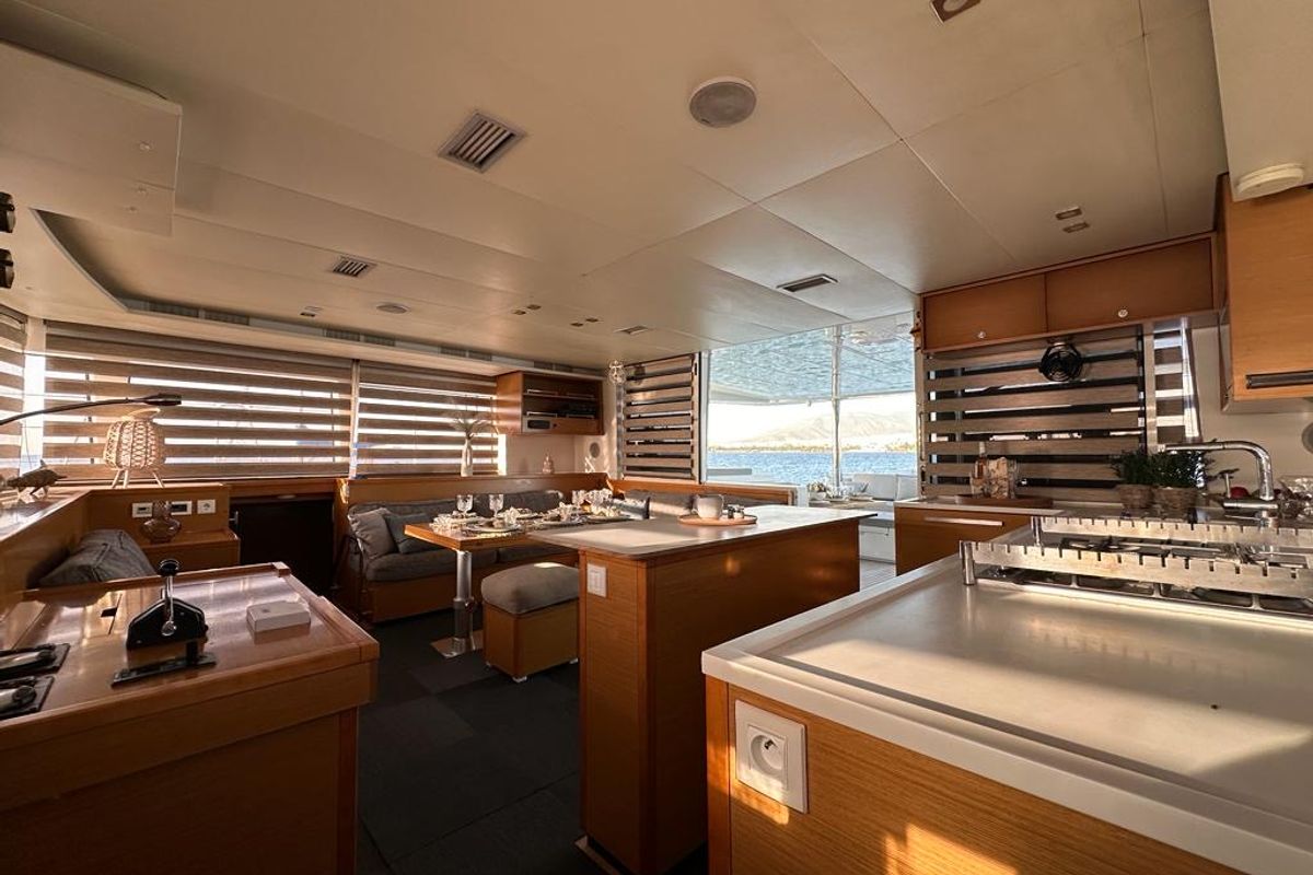 Salon of KING OF DIAMONDS, a Lagoon 560 catamaran at Athens, Greece