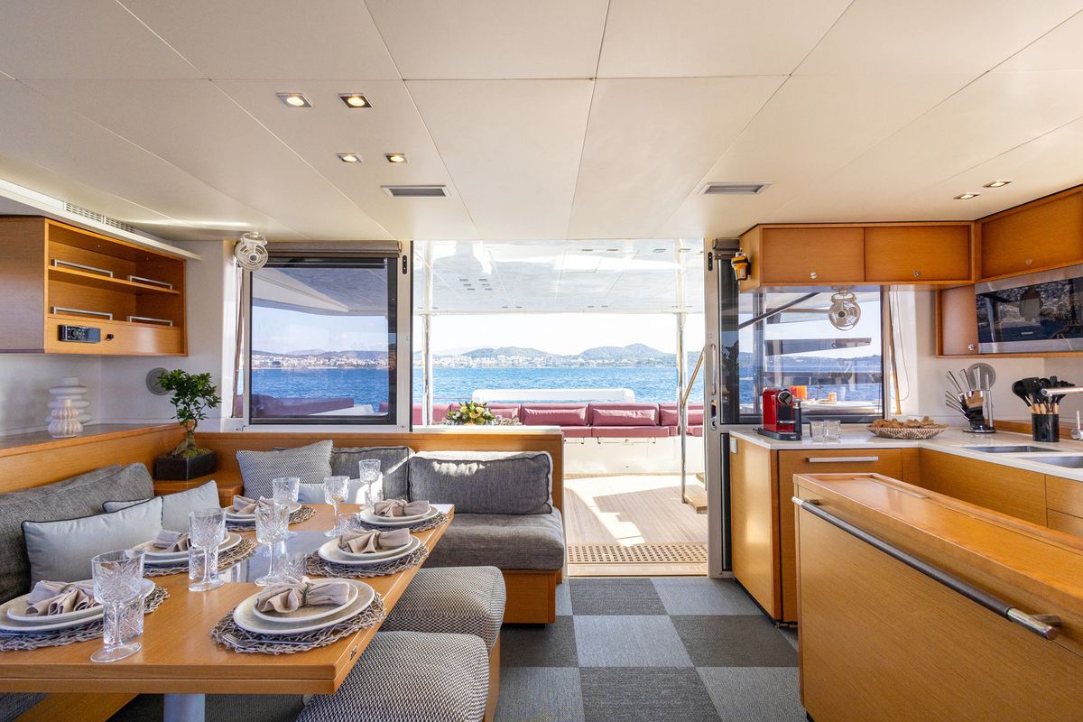 Galley of KING OF DIAMONDS, a Lagoon 560 catamaran at Athens, Greece