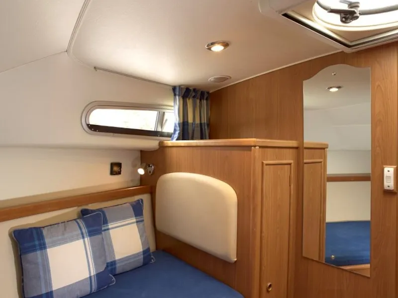 Cabin on E500-1, a Pénichette Europa E.500 motorboat at Loosdrecht, Netherlands
