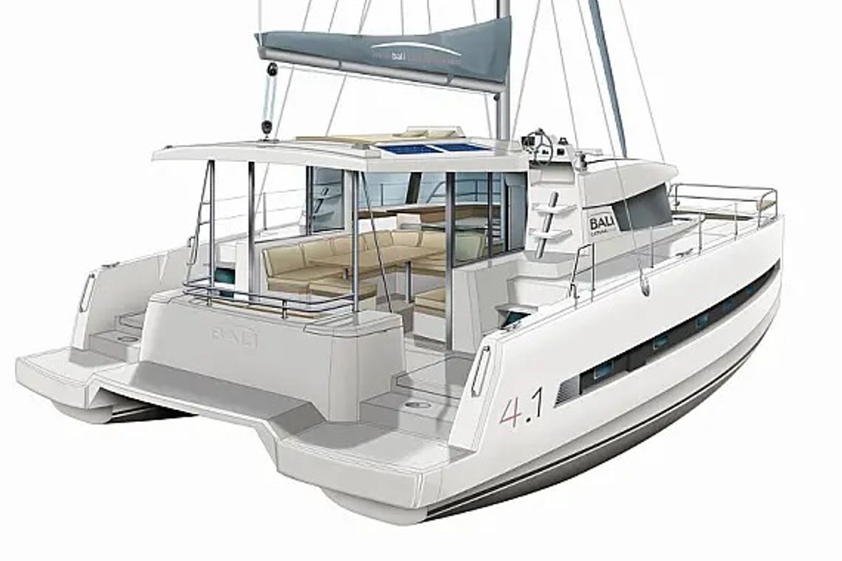 Exterior view of Princess Bali 4.1, a Bali 4.1 catamaran at Municipal Unit of Lefkada, Greece