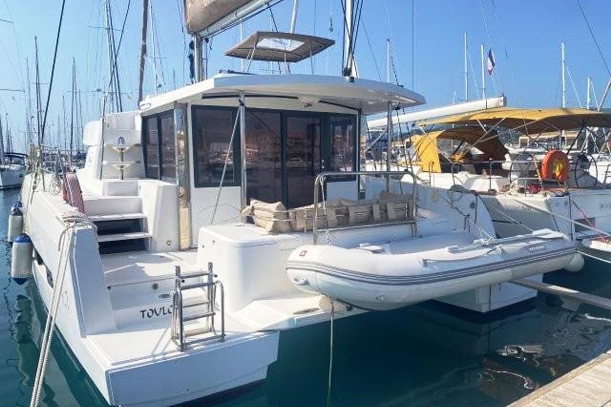 Exterior view of Princess Bali 4.1, a Bali 4.1 catamaran at Municipal Unit of Lefkada, Greece
