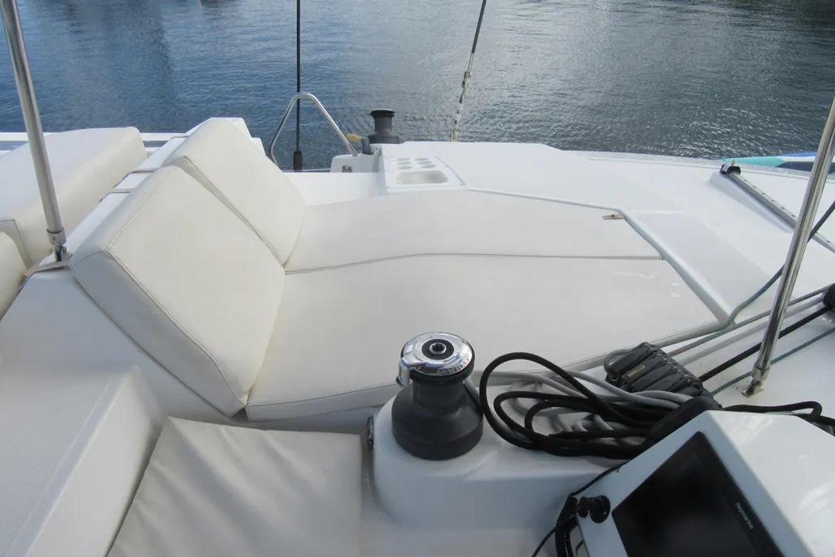 Deck of Princess Bali 4.1, a Bali 4.1 catamaran at Municipal Unit of Lefkada, Greece