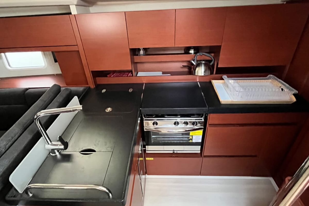 Galley of Avra, a Hanse Yachts Hanse 458 sailboat at Municipal Unit of Lefkada, Greece