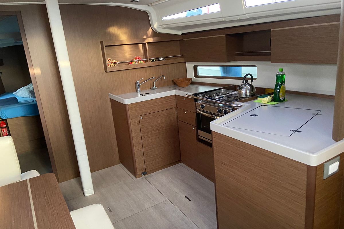 Galley of Loreste, a Beneteau Oceanis 40.1 sailboat at Procida, Italy