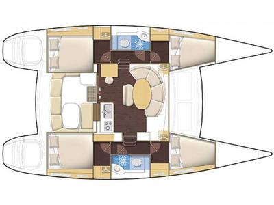 Floor plan of Beluga, a Lagoon 380 S2 catamaran at Municipal Unit of Rhodes, Greece