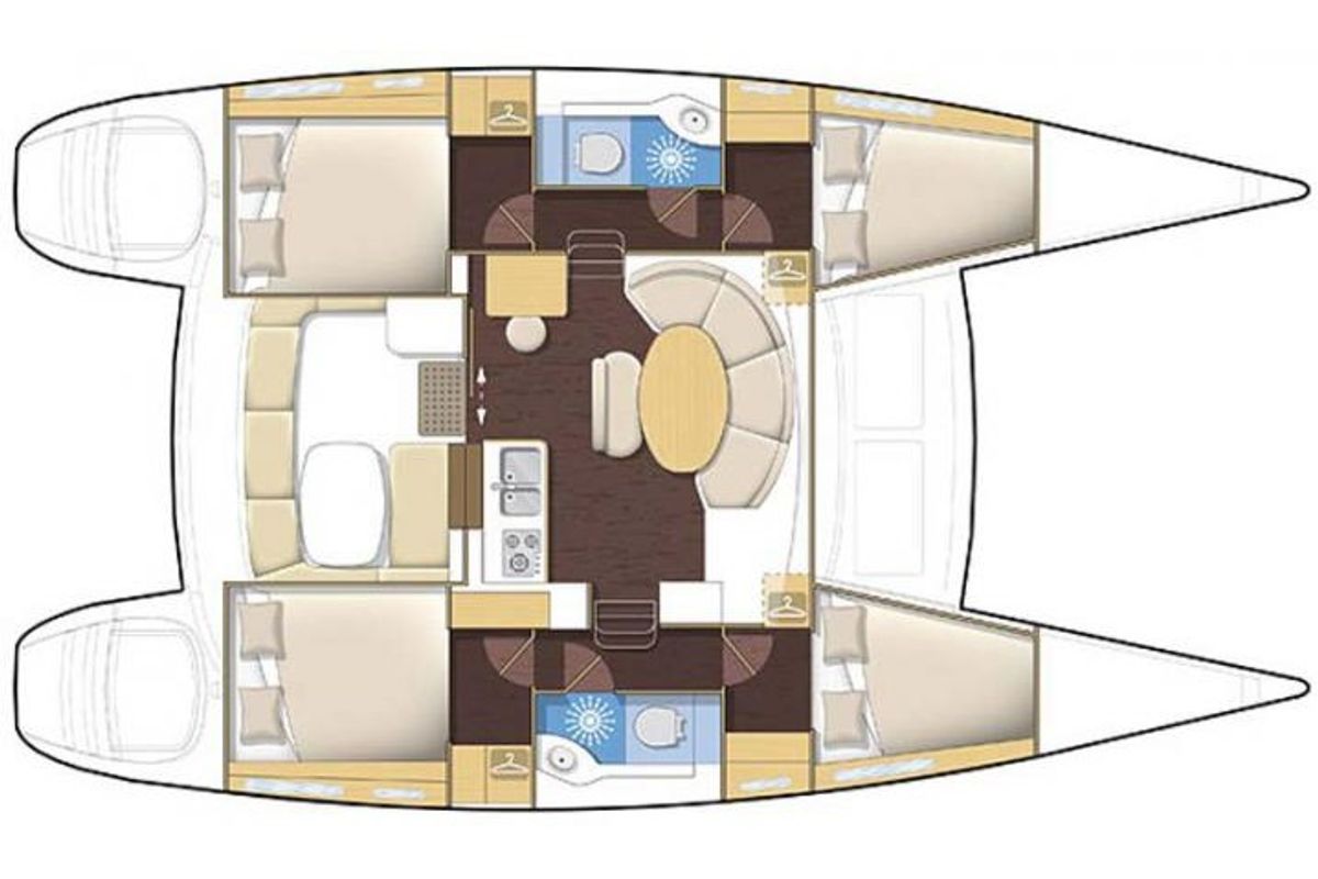 Floor plan of Beluga, a Lagoon 380 S2 catamaran at Municipal Unit of Rhodes, Greece