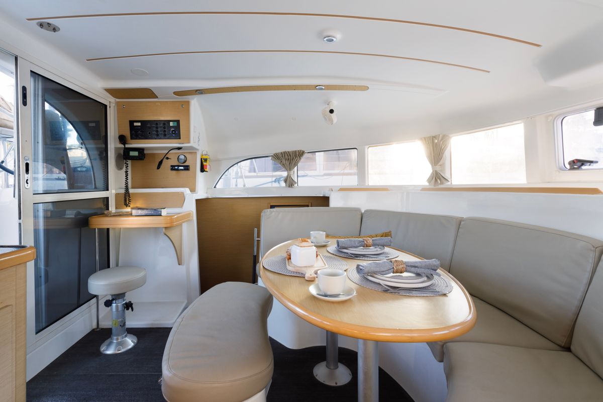Salon of Beluga, a Lagoon 380 S2 catamaran at Municipal Unit of Rhodes, Greece