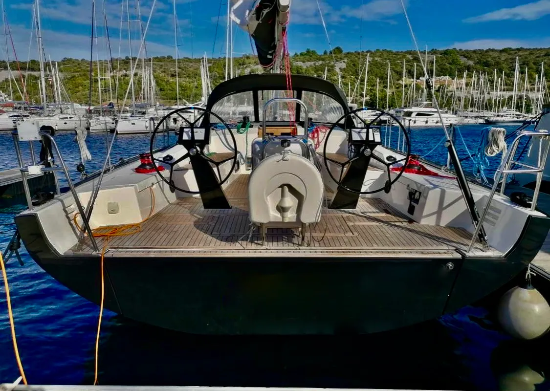 Cockpit of Nadja, a More Boats More 55 sailboat at Seget Donji, Croatia