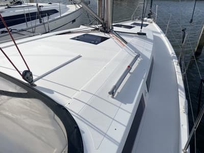 Deck of Kon-Tiki, a Hanse Yachts Hanse 385 sailboat at Grad Pula, Croatia