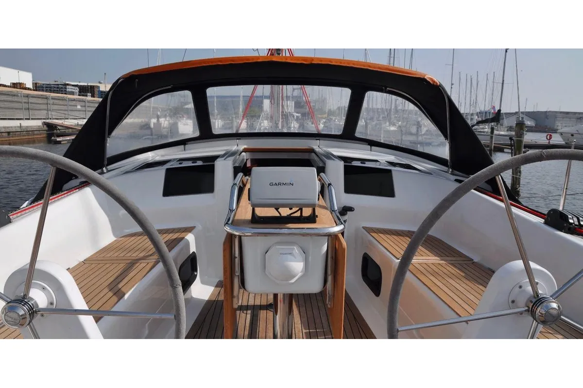 Cockpit of Kon-Tiki, a Hanse Yachts Hanse 385 sailboat at Grad Pula, Croatia