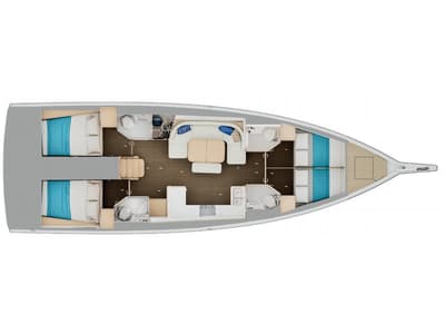 Floor plan of Sail Away, a Jeanneau Sun Odyssey 455 sailboat at Municipal Unit of Nea Peramos, Greece