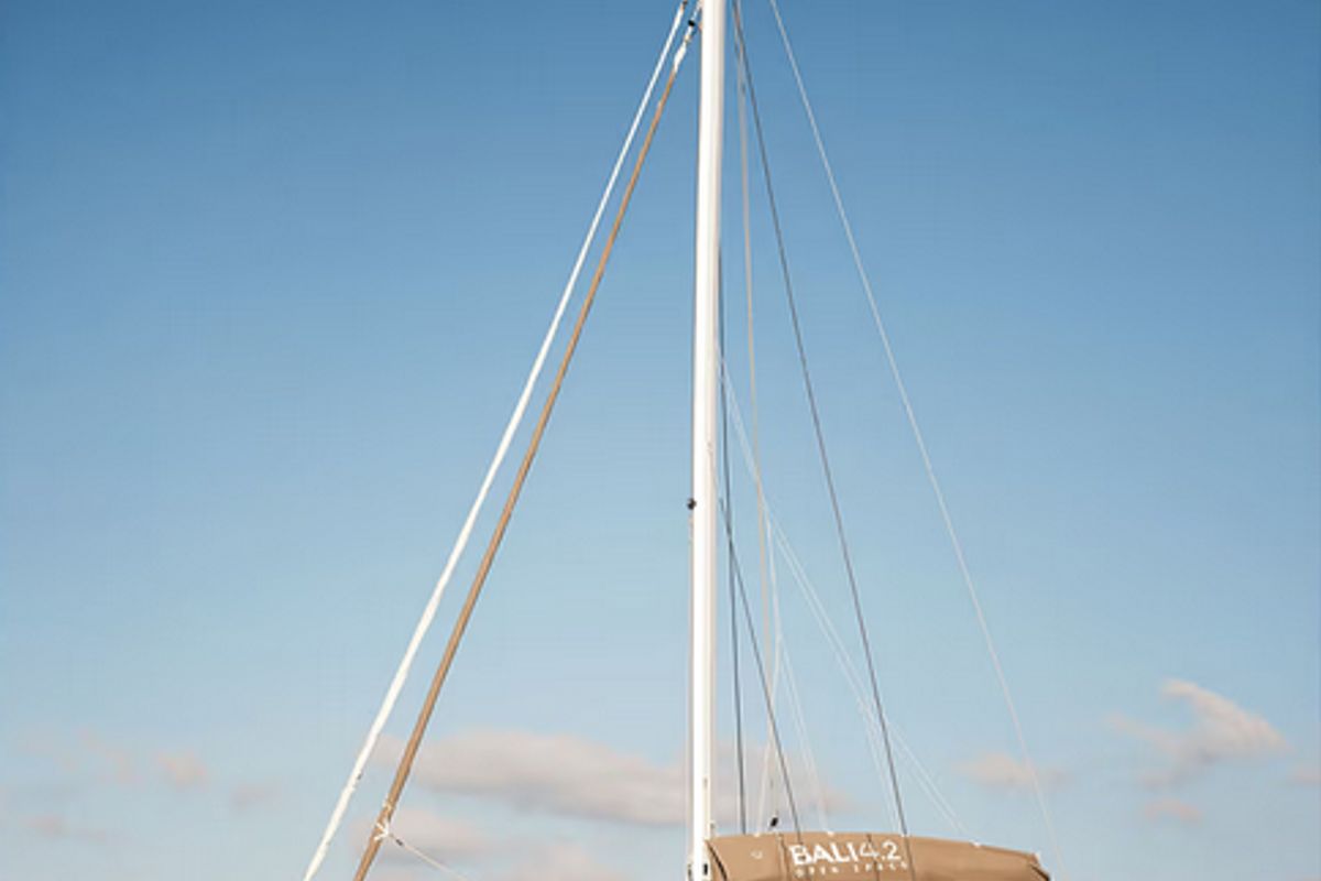 Exterior view of Junior Mary 1, a Bali 4.2 catamaran at Municipal Unit of Palairos, Greece
