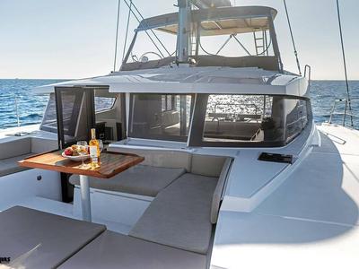 Deck of Junior Mary 1, a Bali 4.2 catamaran at Municipal Unit of Palairos, Greece
