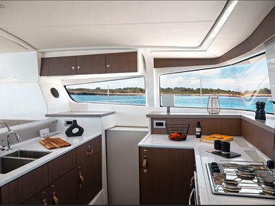 Galley of Junior Mary 1, a Bali 4.2 catamaran at Municipal Unit of Palairos, Greece