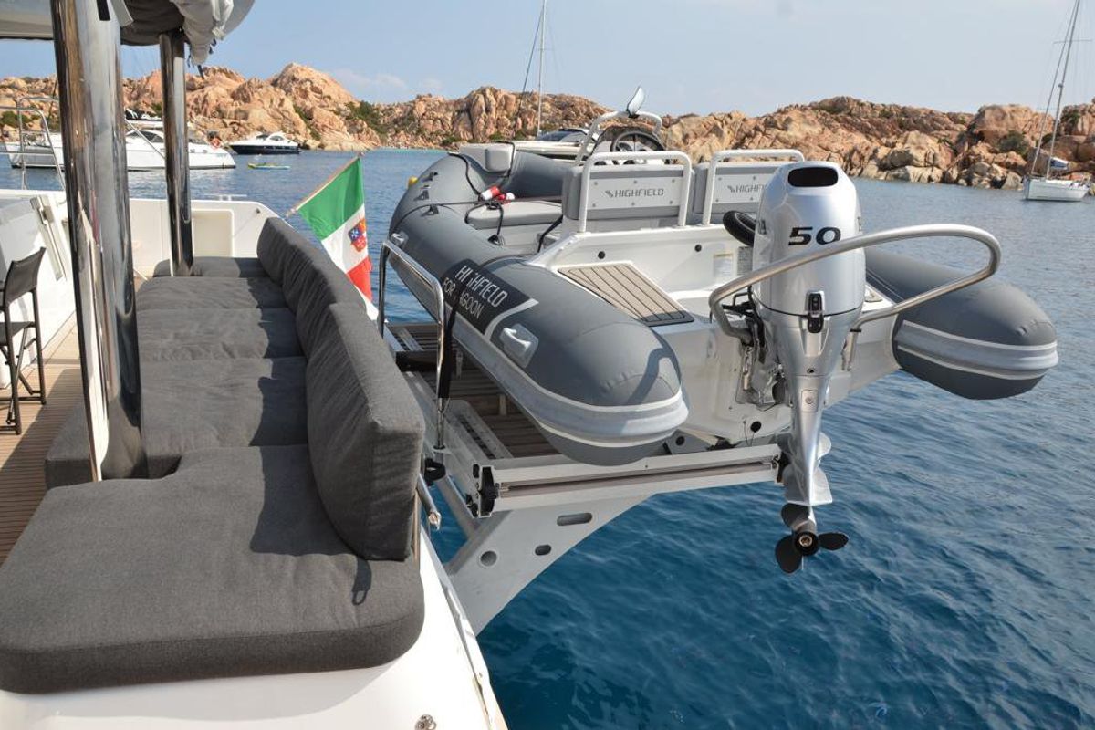 Taipan, a Lagoon 560 catamaran at Olbia, Italy
