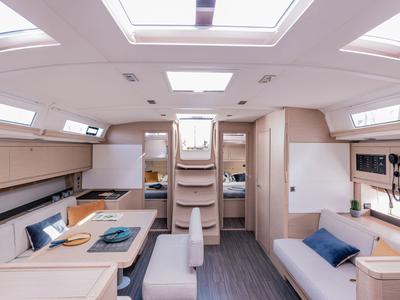 Salon of Luna, a Dufour 470 sailboat at Municipal Unit of Lefkada, Greece
