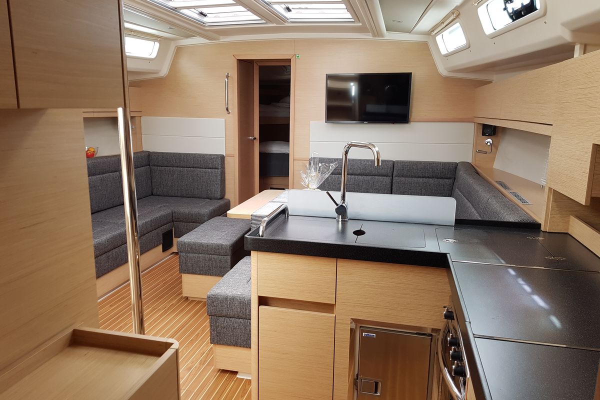 Galley of Arctic Njord, a Hanse Yachts Hanse 458 sailboat at Tromsø, Norway