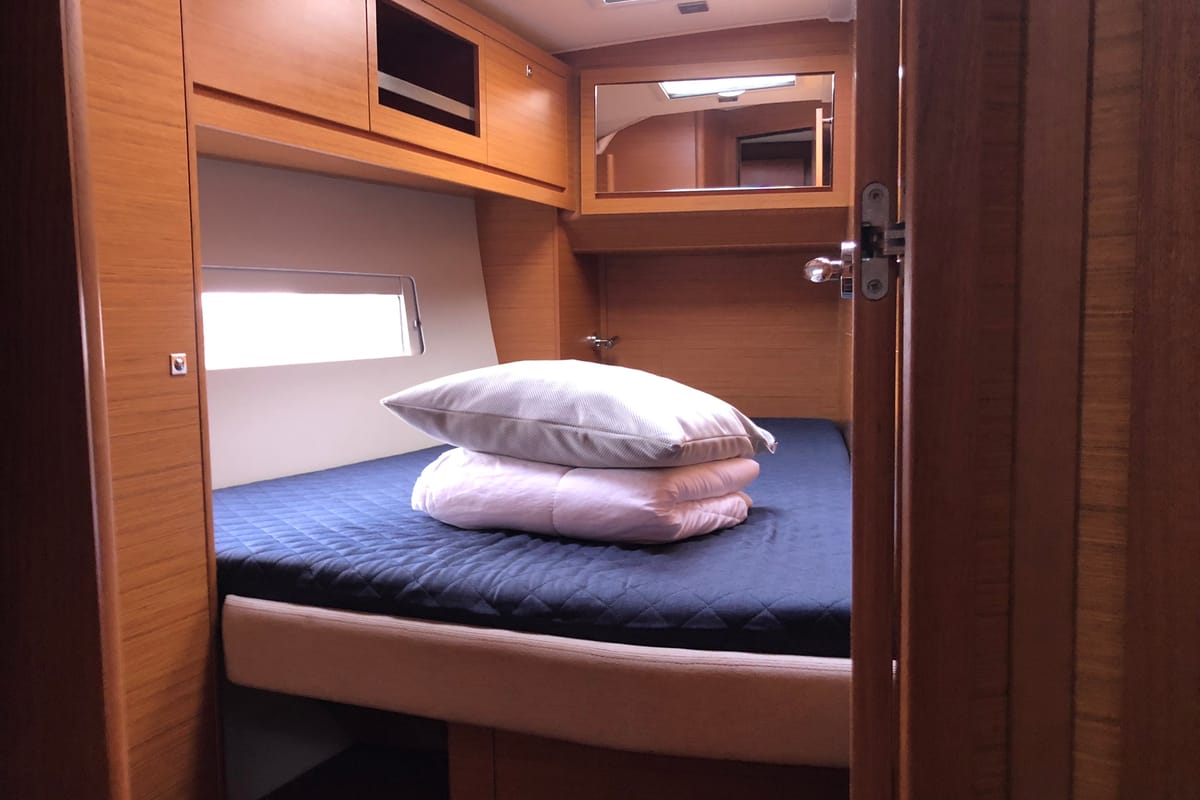Cabin on Potter, a Dufour 470 sailboat at Olbia, Italy