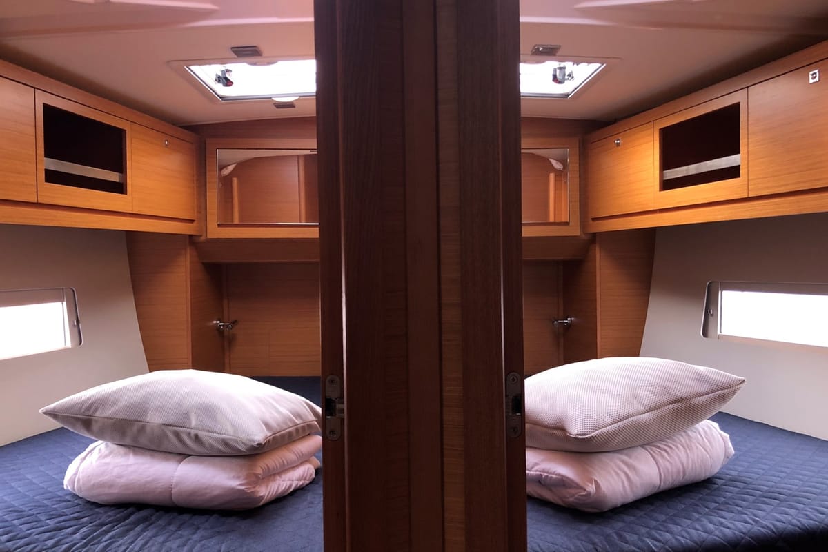 Cabin on Potter, a Dufour 470 sailboat at Olbia, Italy