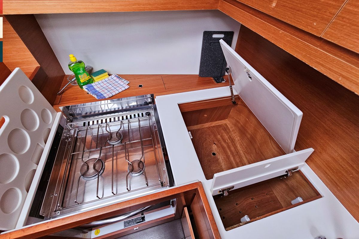 Galley of Maverick, a Dufour 520 GL sailboat at Općina Rogoznica, Croatia