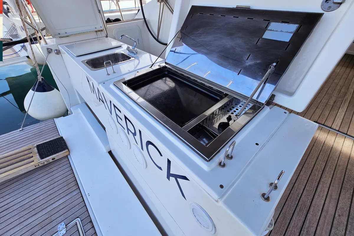 Deck of Maverick, a Dufour 520 GL sailboat at Općina Rogoznica, Croatia