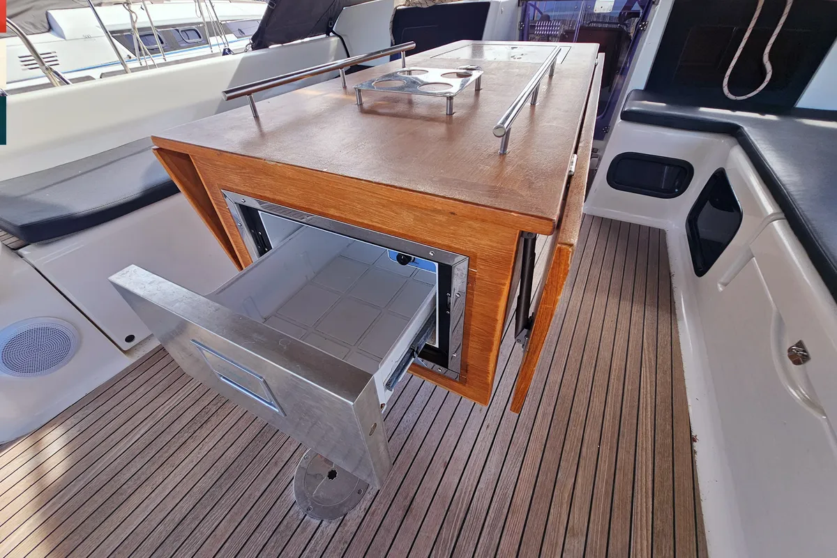 Deck of Maverick, a Dufour 520 GL sailboat at Općina Rogoznica, Croatia