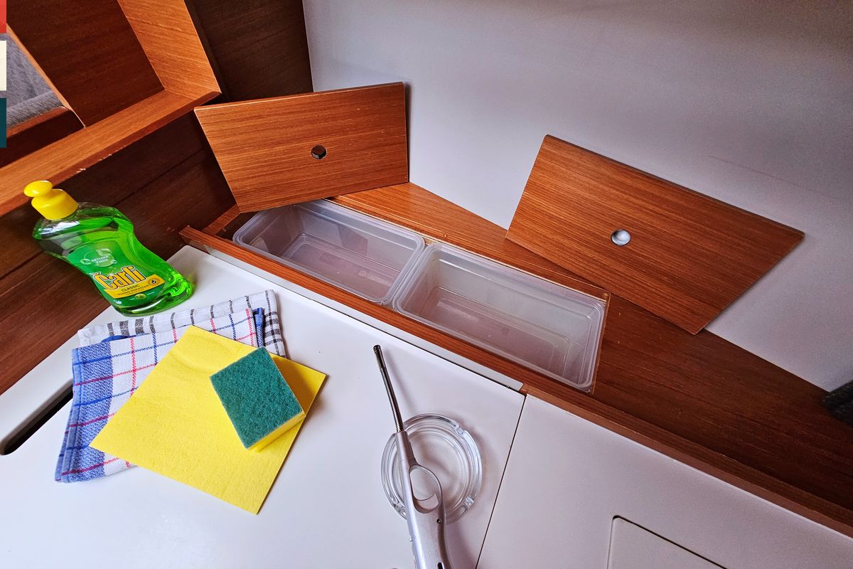 Galley of Maverick, a Dufour 520 GL sailboat at Općina Rogoznica, Croatia