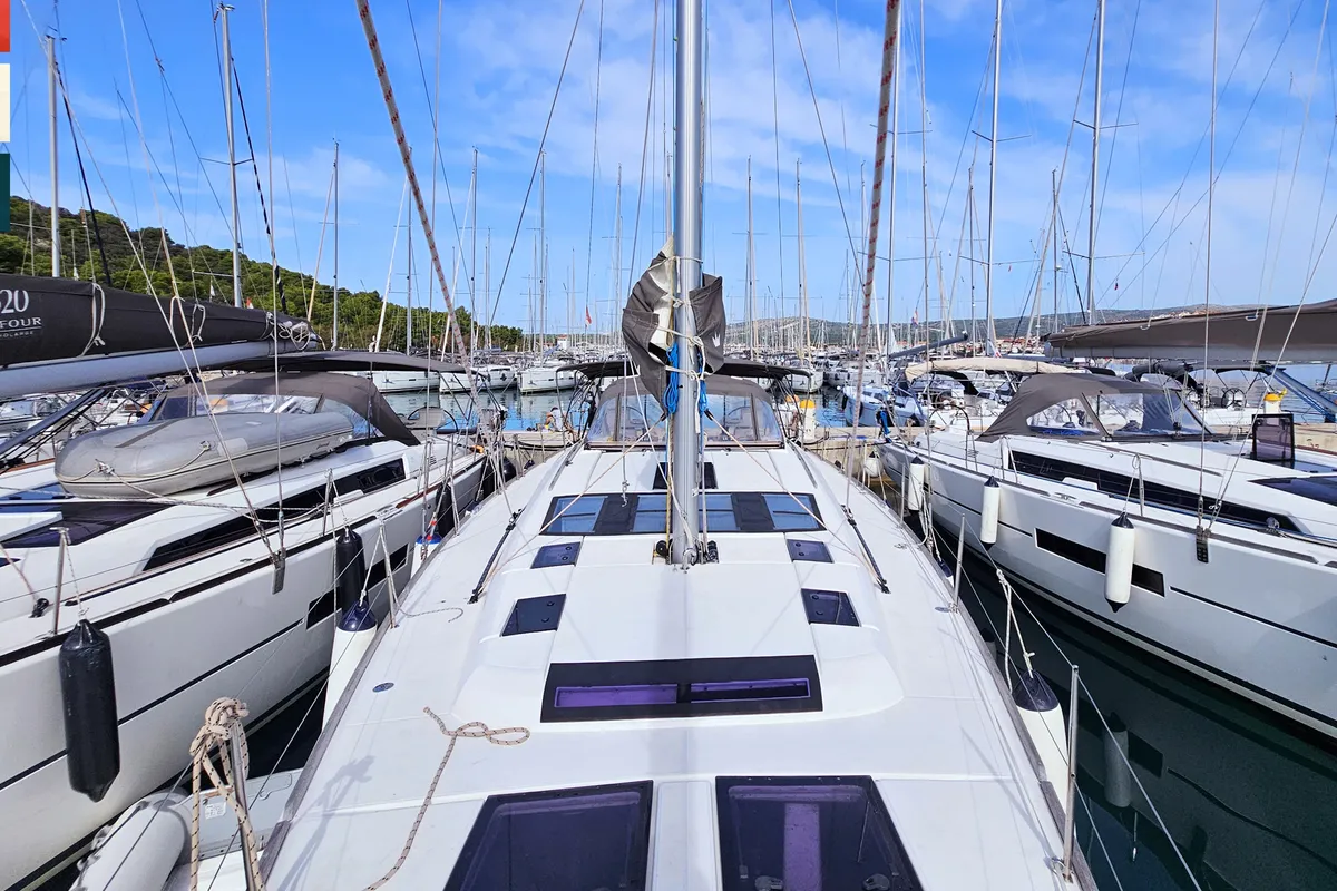 Exterior view of Maverick, a Dufour 520 GL sailboat at Općina Rogoznica, Croatia