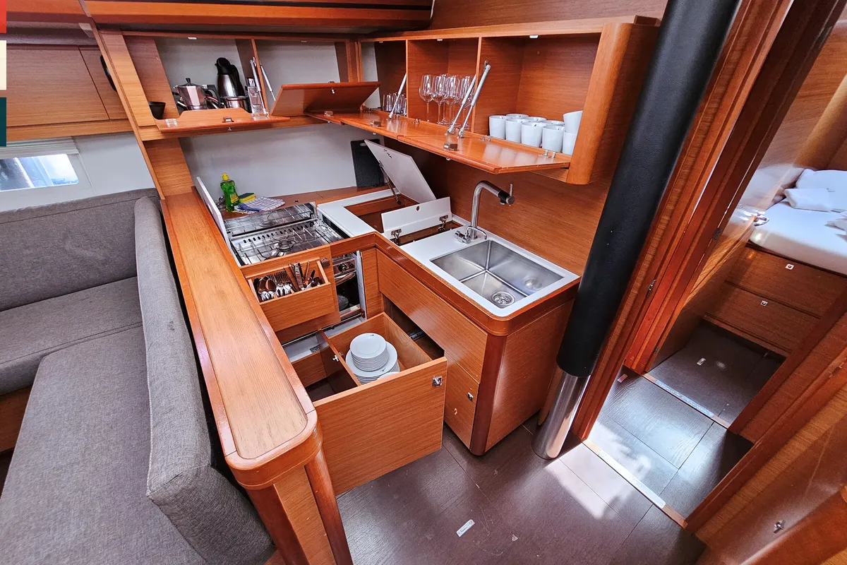 Galley of Maverick, a Dufour 520 GL sailboat at Općina Rogoznica, Croatia