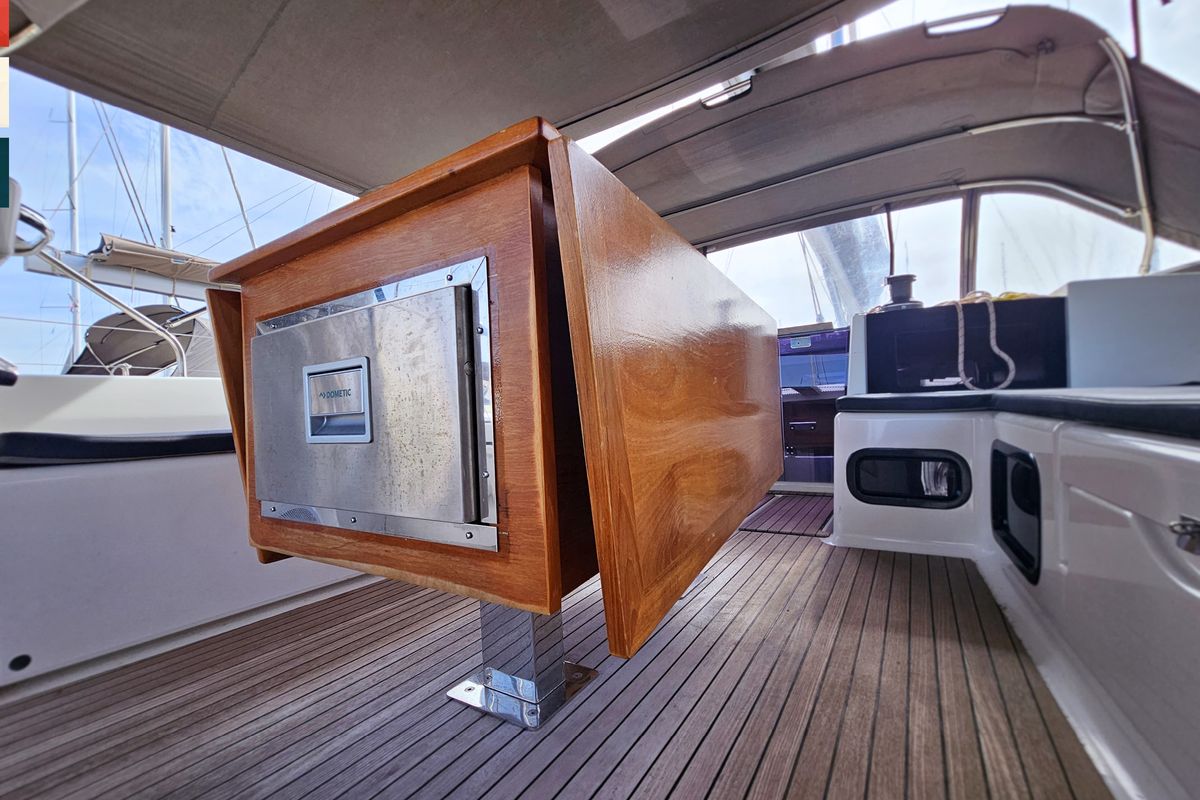 Deck of Maverick, a Dufour 520 GL sailboat at Općina Rogoznica, Croatia