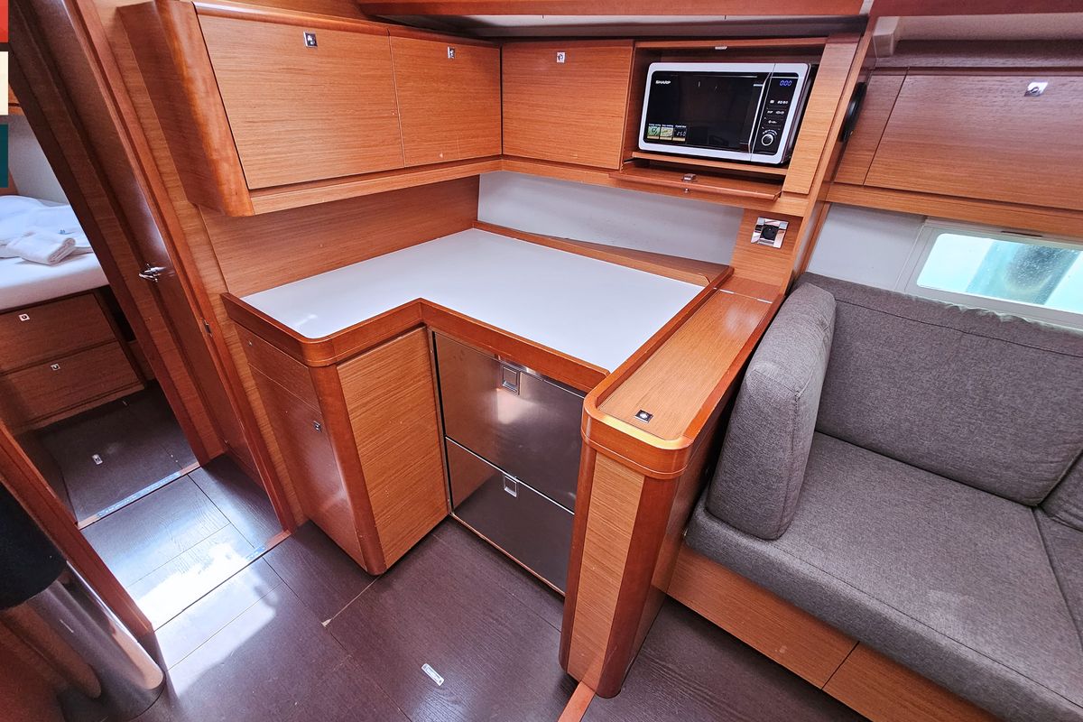 Salon of Maverick, a Dufour 520 GL sailboat at Općina Rogoznica, Croatia