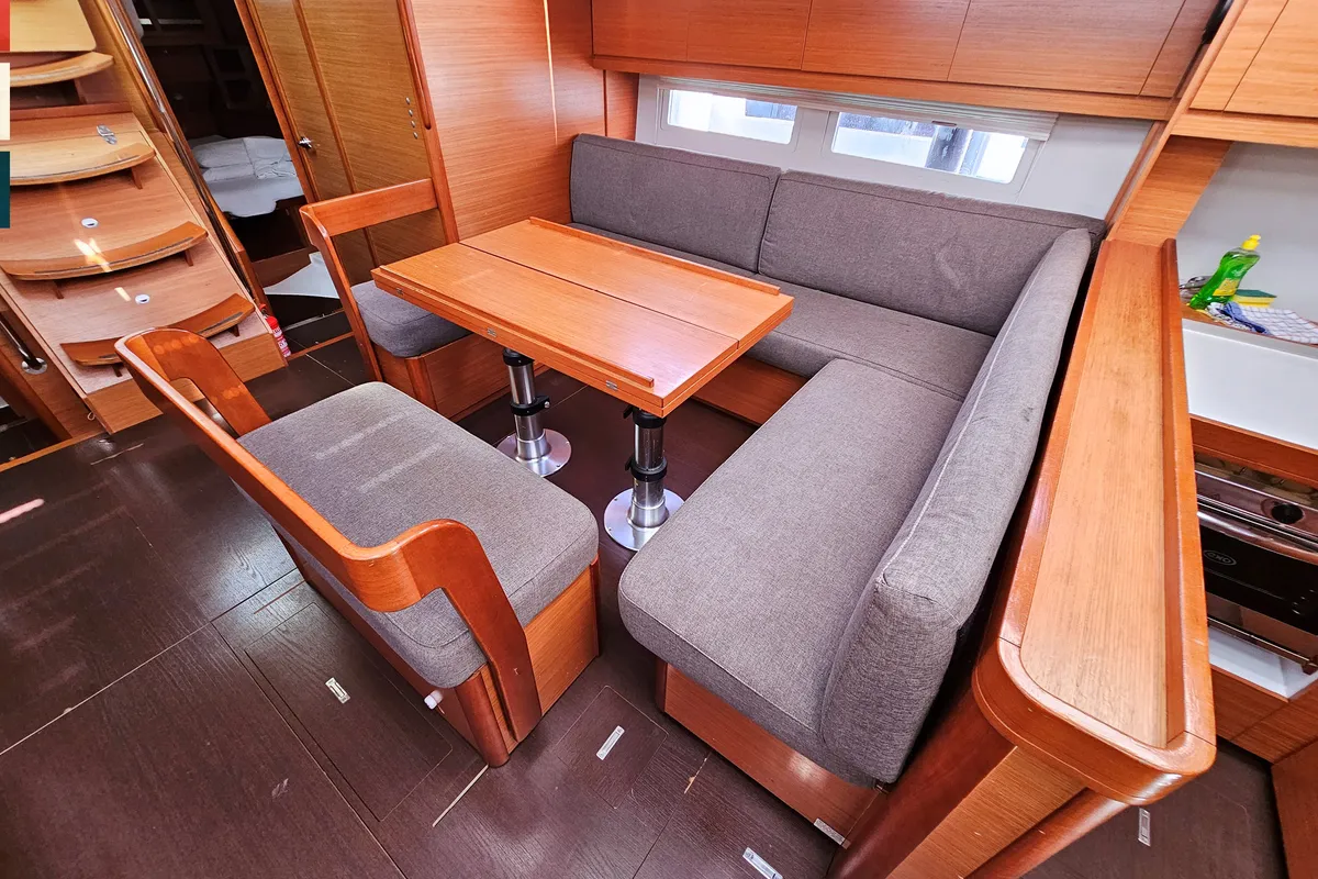 Salon of Maverick, a Dufour 520 GL sailboat at Općina Rogoznica, Croatia