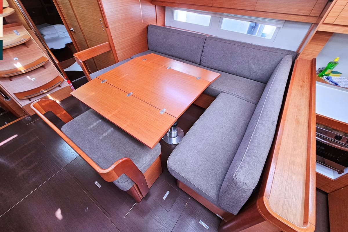 Salon of Maverick, a Dufour 520 GL sailboat at Općina Rogoznica, Croatia
