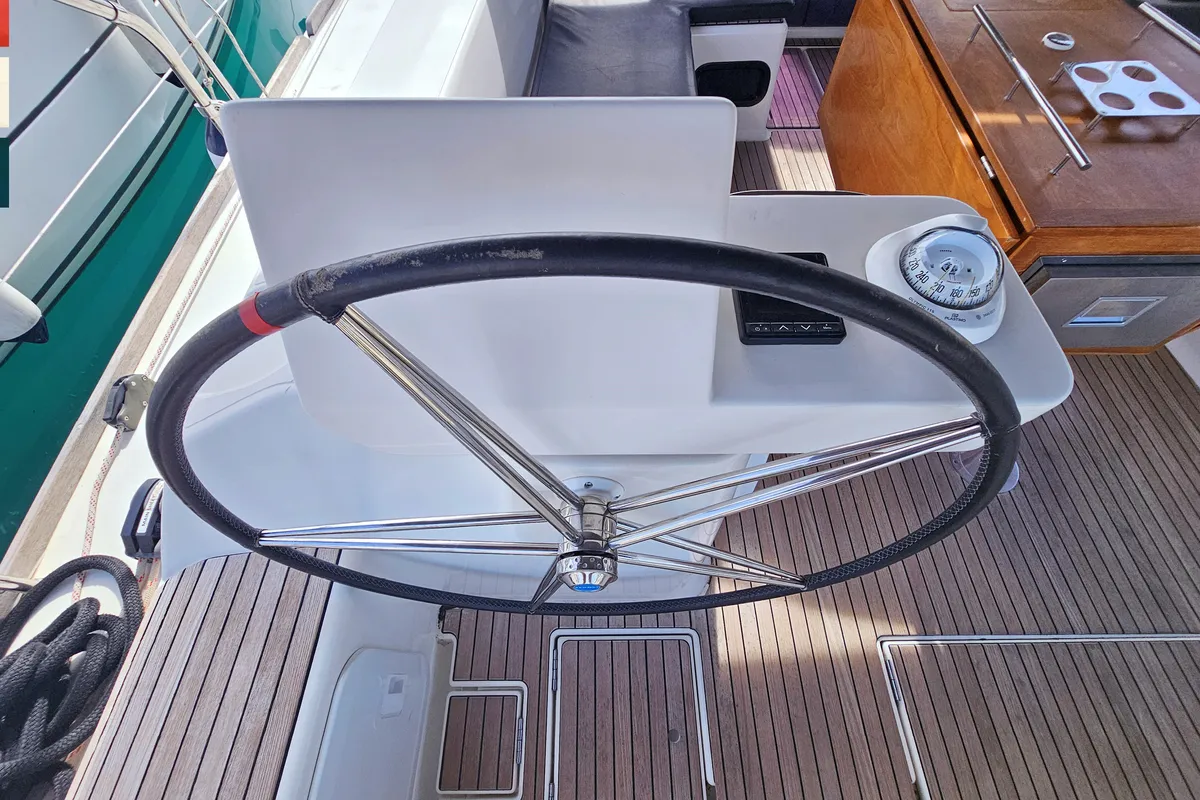 Cockpit of Maverick, a Dufour 520 GL sailboat at Općina Rogoznica, Croatia