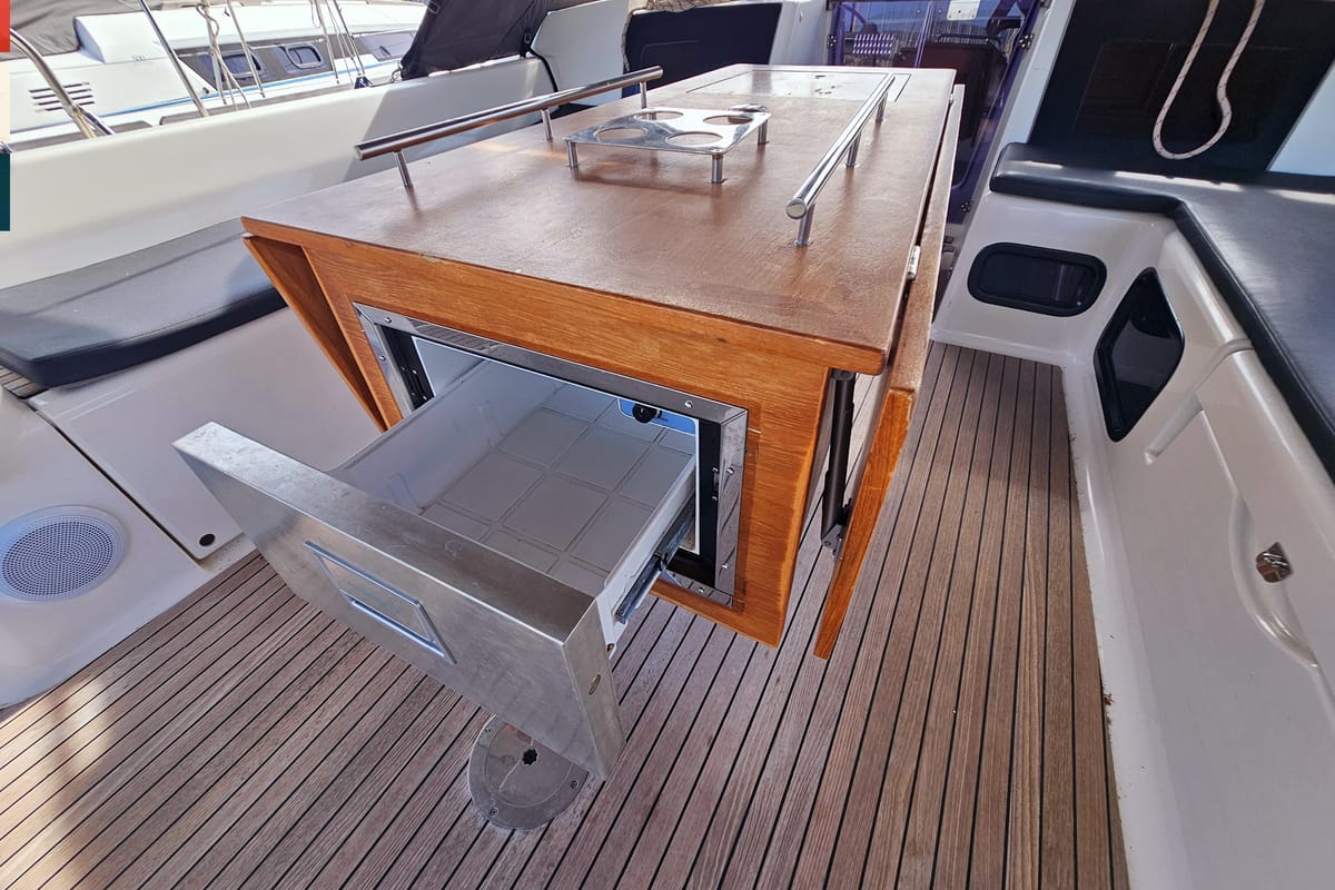 Deck of Maverick, a Dufour 520 GL sailboat at Općina Rogoznica, Croatia