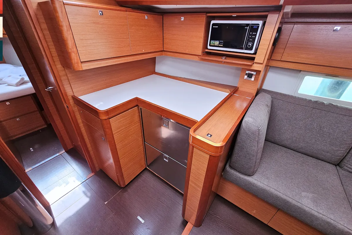 Salon of Maverick, a Dufour 520 GL sailboat at Općina Rogoznica, Croatia