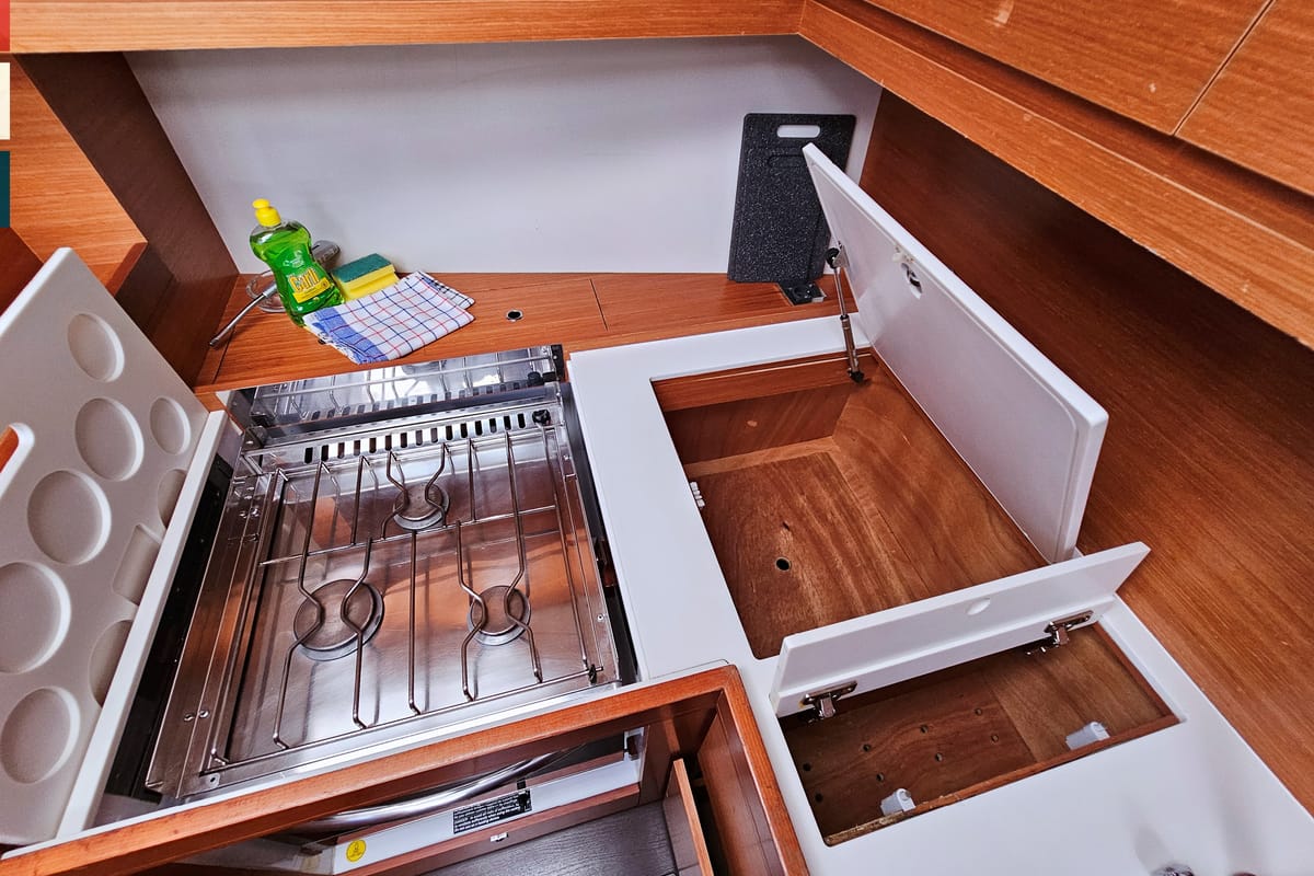 Galley of Maverick, a Dufour 520 GL sailboat at Općina Rogoznica, Croatia