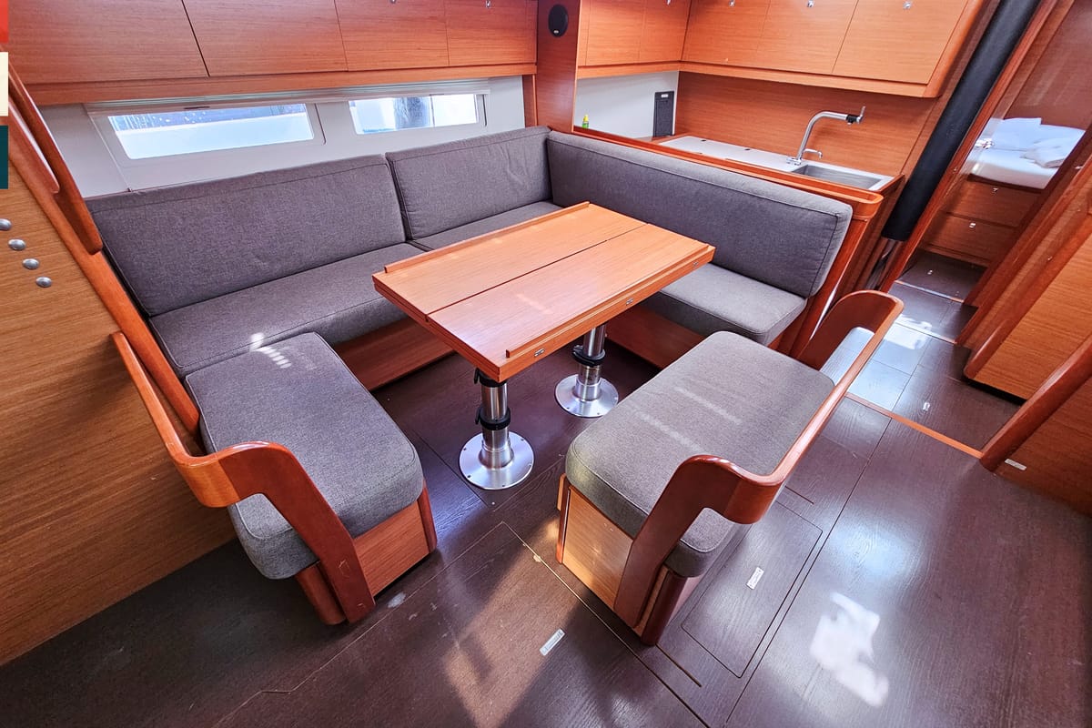 Salon of Maverick, a Dufour 520 GL sailboat at Općina Rogoznica, Croatia