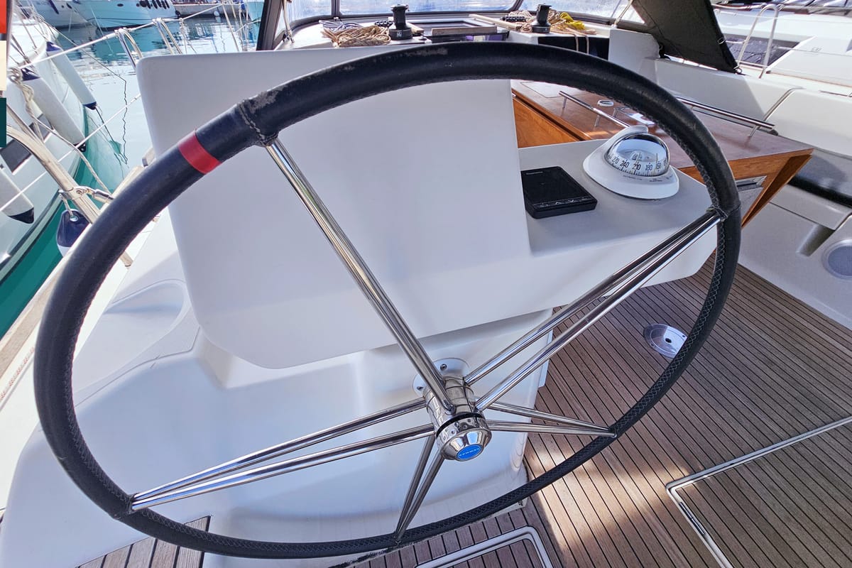 Cockpit of Maverick, a Dufour 520 GL sailboat at Općina Rogoznica, Croatia