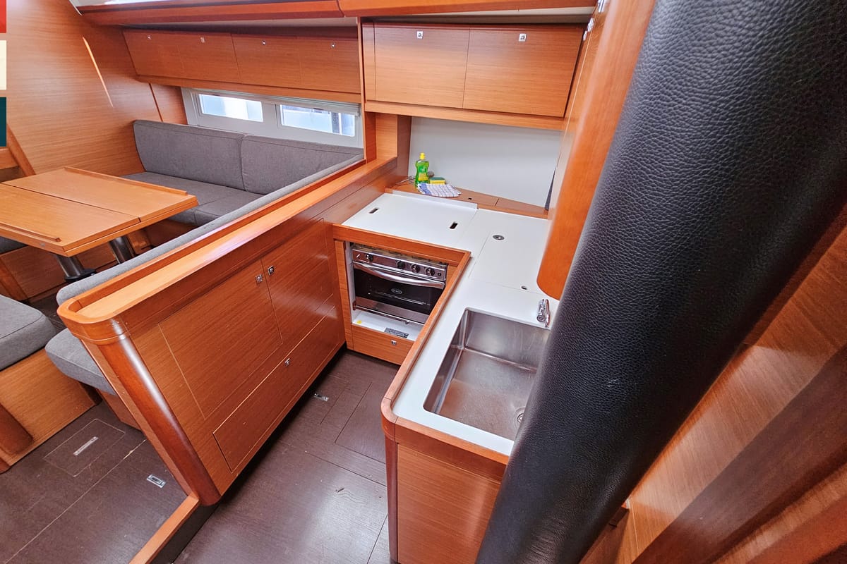 Galley of Maverick, a Dufour 520 GL sailboat at Općina Rogoznica, Croatia