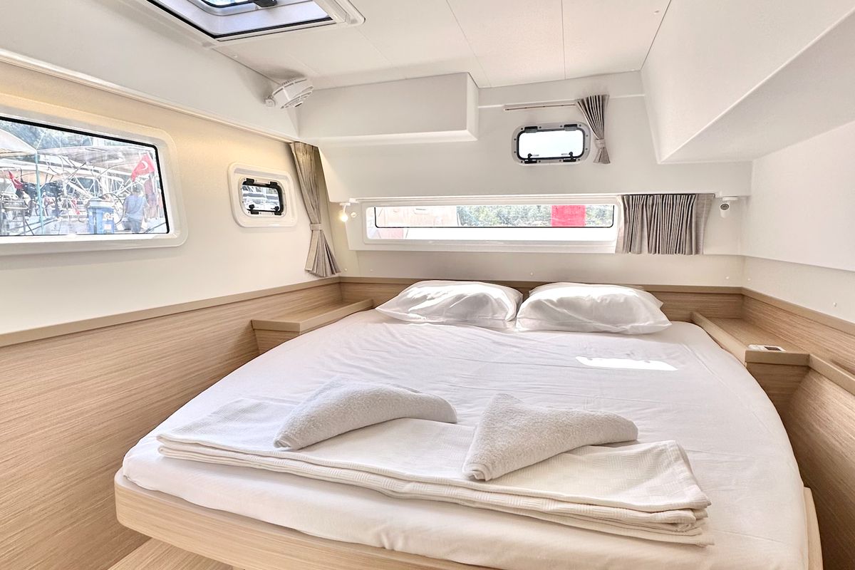 Cabin on Sail Proteus, a Lagoon 42 catamaran at Fethiye, Turkey